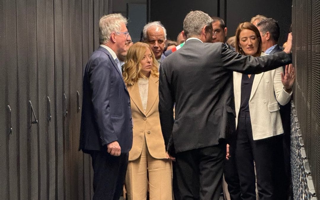 Le presidente Meloni e Metsola in visita al tecnopolo Dama di Bologna